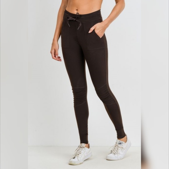 Mono B / Leggings Hut Pants - Skinny Cargo Moto Hybrid Joggers - Coffee